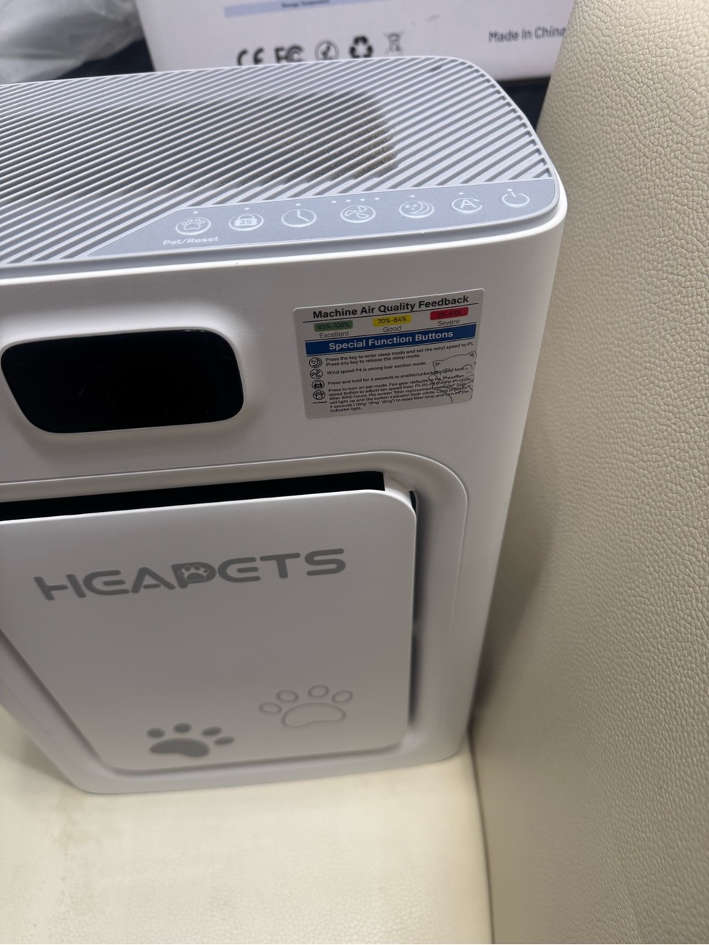 HEAPETS P358 Pet Air Purifier H13 HEPA Large Room 2500 Sq Ft